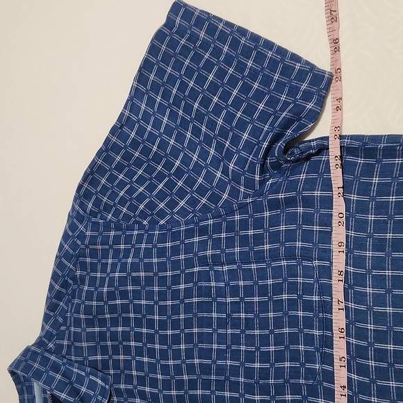 TOMMY BAHAMA SHIRT MENS L/G HAWAIIAN BUTTON BLUE CHECK SILK BLEND CAMP C… - Picture 6 of 10